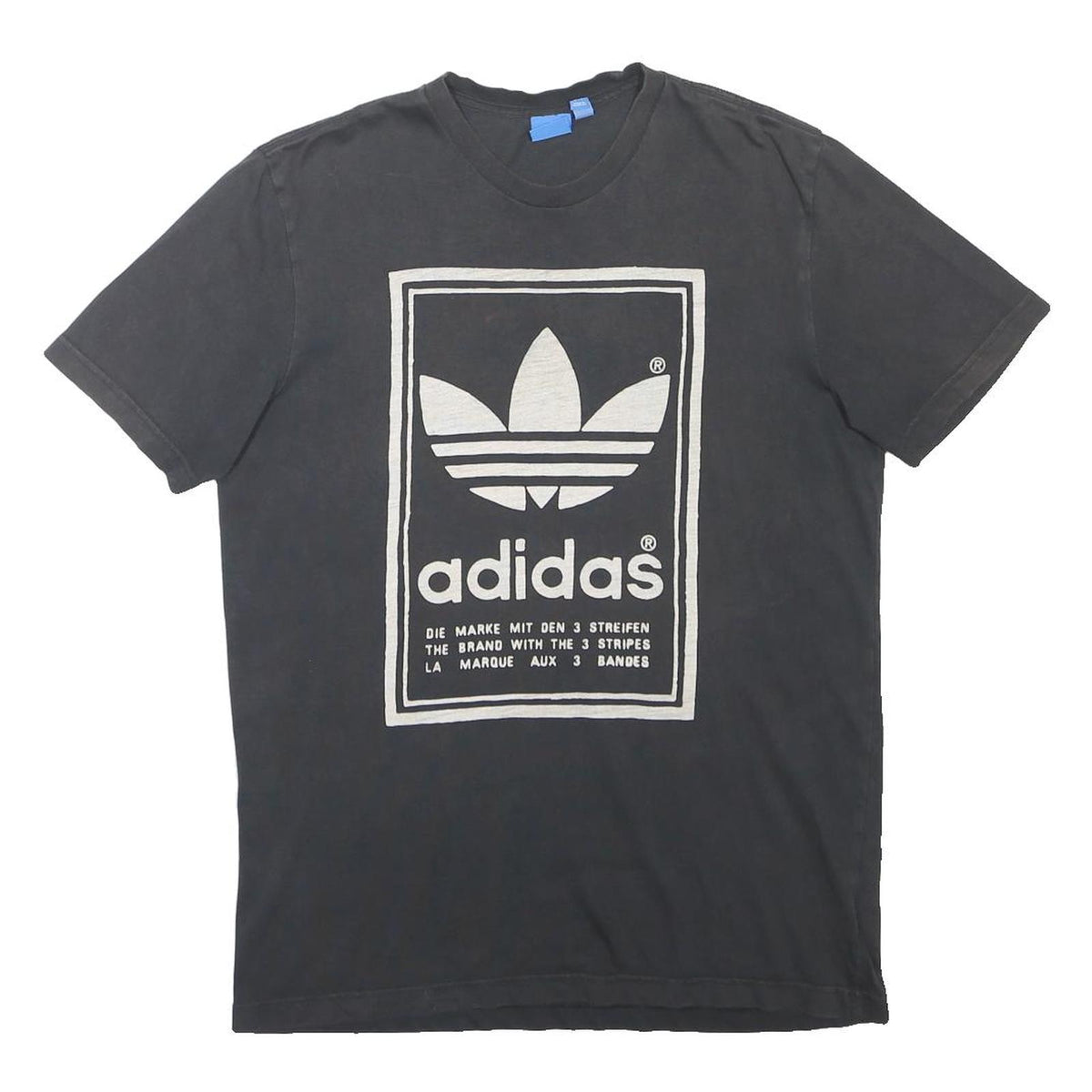 ADIDAS ORIGINALS Mens Black Graphic T-Shirt L Short Sleeve Crew Neck Logo