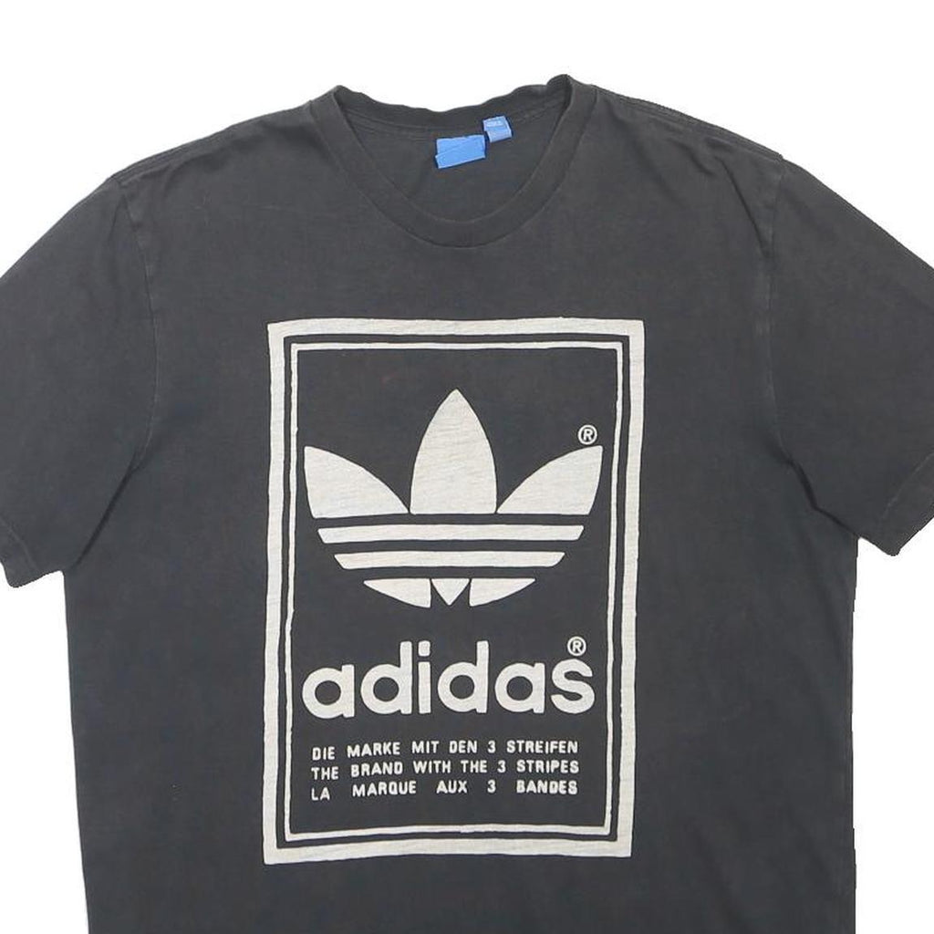 ADIDAS ORIGINALS Mens Black Graphic T-Shirt L Short Sleeve Crew Neck Logo