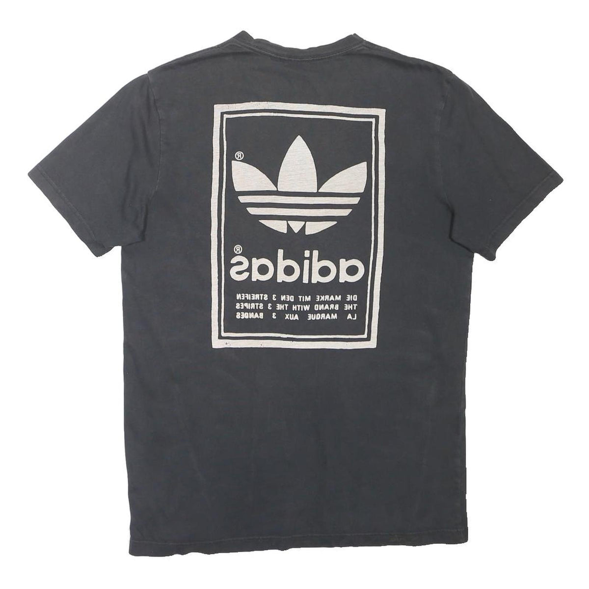 ADIDAS ORIGINALS Mens Black Graphic T-Shirt L Short Sleeve Crew Neck Logo