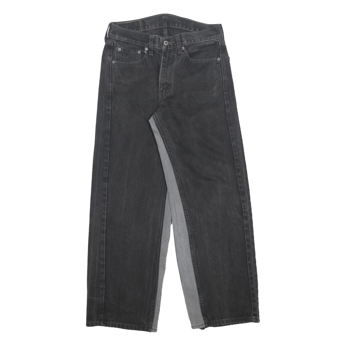 LEVI'S 505 Customised Mens Jeans Black Relaxed Straight Denim Medium W30 L30 Zip