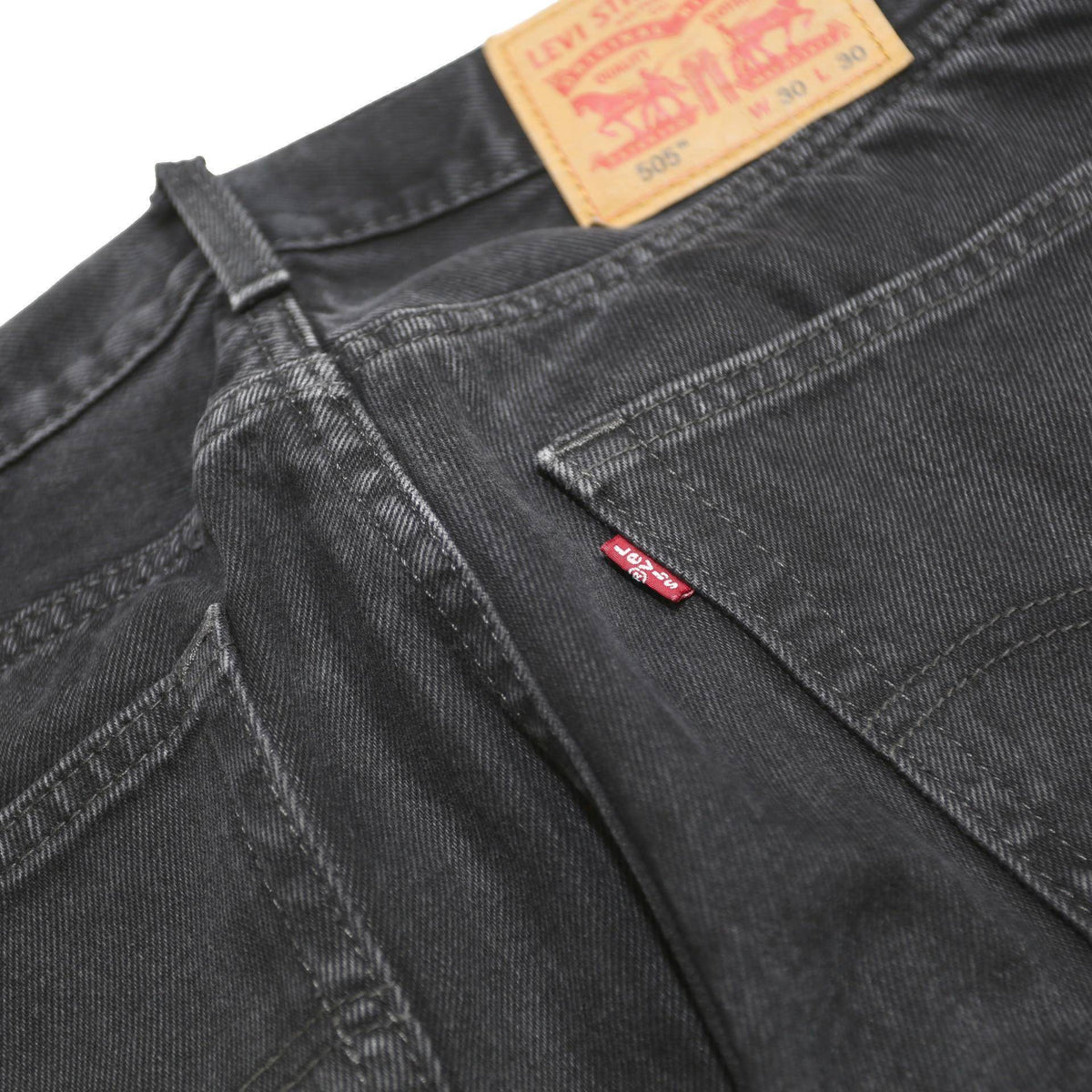 LEVI'S 505 Customised Mens Jeans Black Relaxed Straight Denim Medium W30 L30 Zip