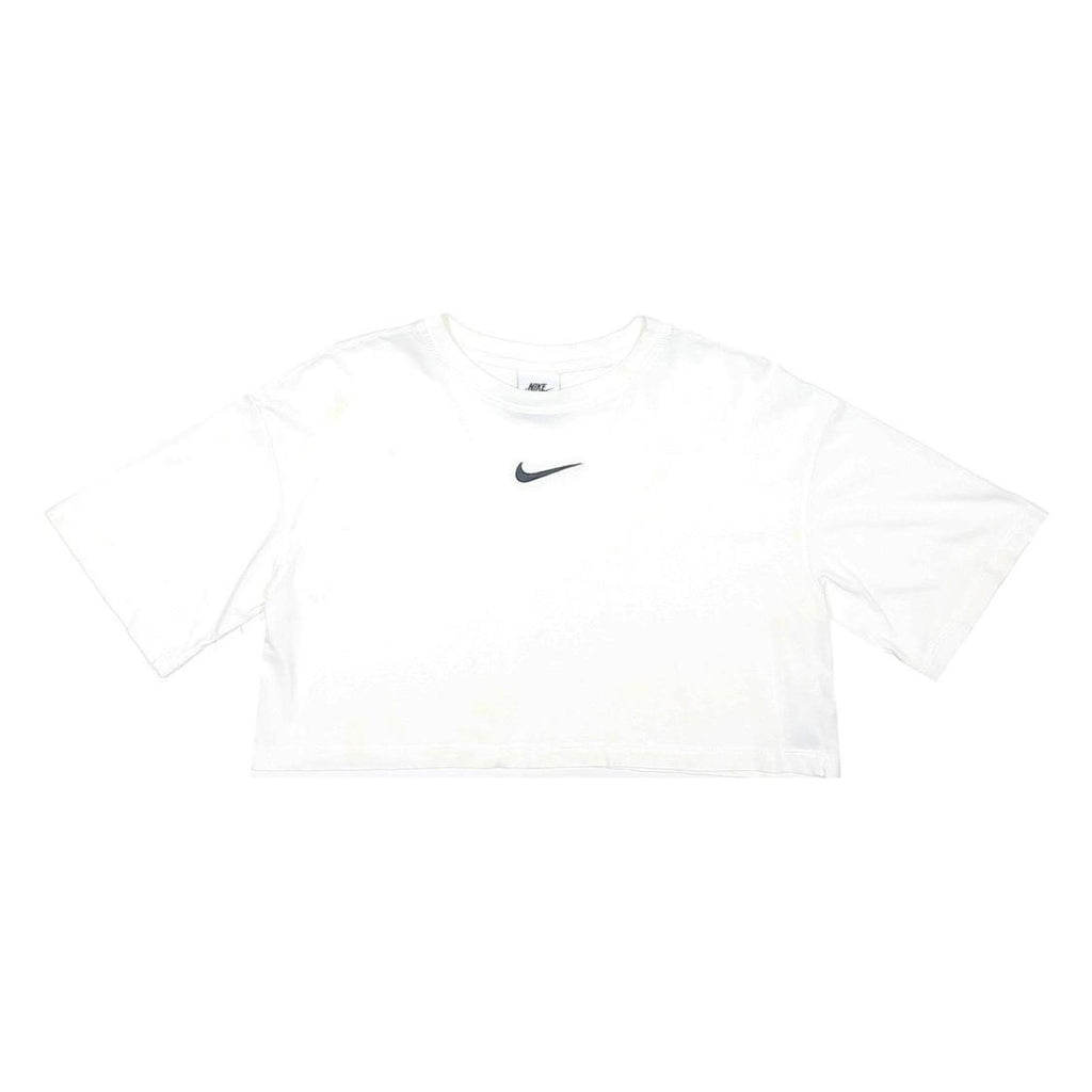 NIKE Womens White Crop T-Shirt S Short Sleeve Crew Neck Lightweight Casual