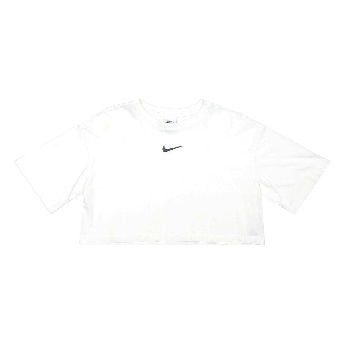 NIKE Womens White Crop T-Shirt S Short Sleeve Crew Neck Lightweight Casual