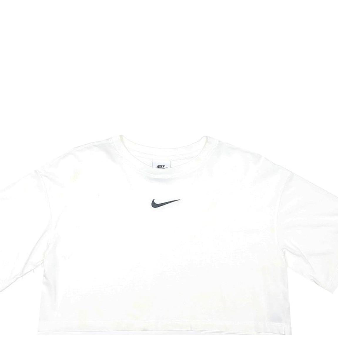 NIKE Womens White Crop T-Shirt S Short Sleeve Crew Neck Lightweight Casual