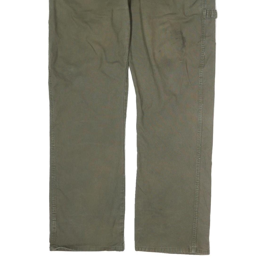 DICKIES Mens Cotton Regular Straight Olive Green Workwear Trousers W40 L31