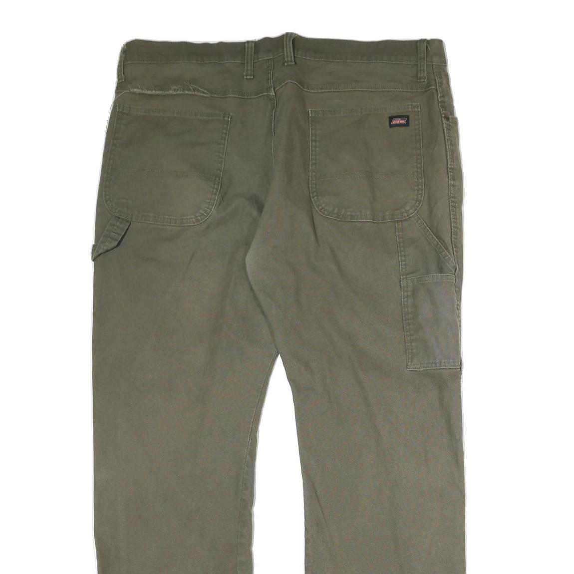 DICKIES Mens Cotton Regular Straight Olive Green Workwear Trousers W40 L31