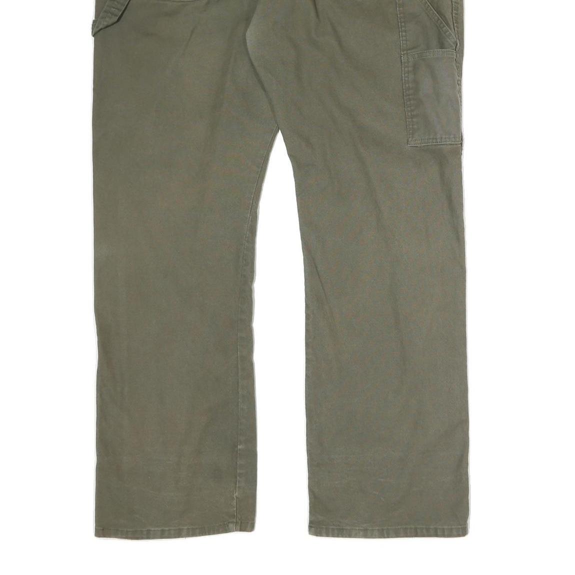 DICKIES Mens Cotton Regular Straight Olive Green Workwear Trousers W40 L31