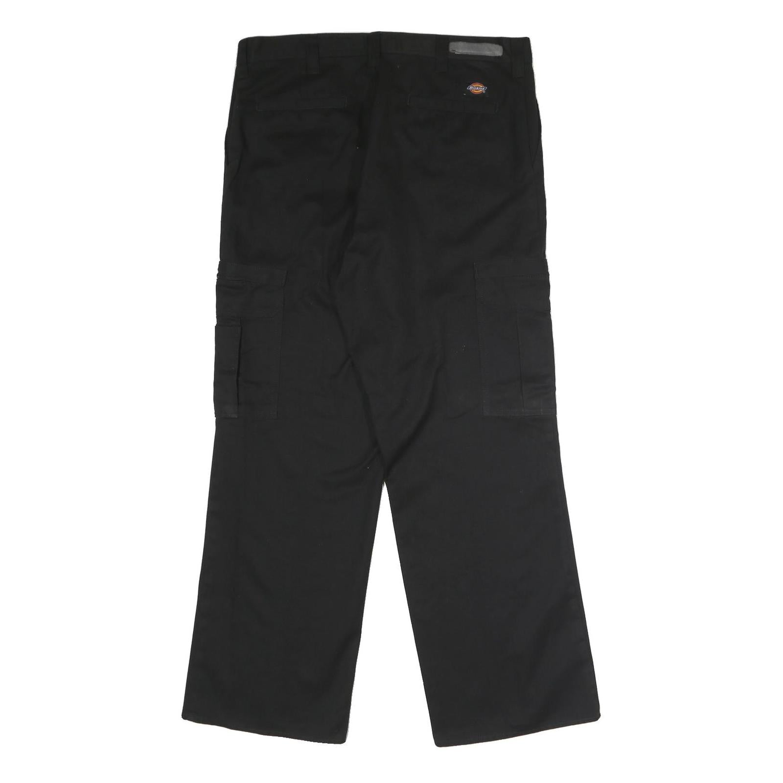 DICKIES Mens Polyester Blend Black Regular Straight Trousers W36 L30 Workwear