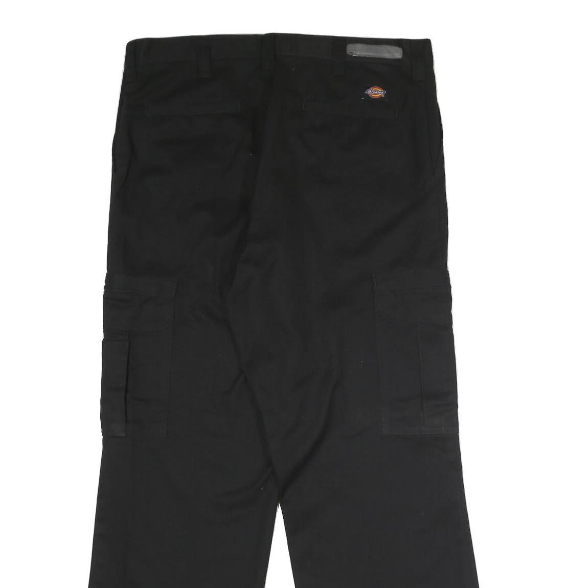 DICKIES Mens Polyester Blend Black Regular Straight Trousers W36 L30 Workwear