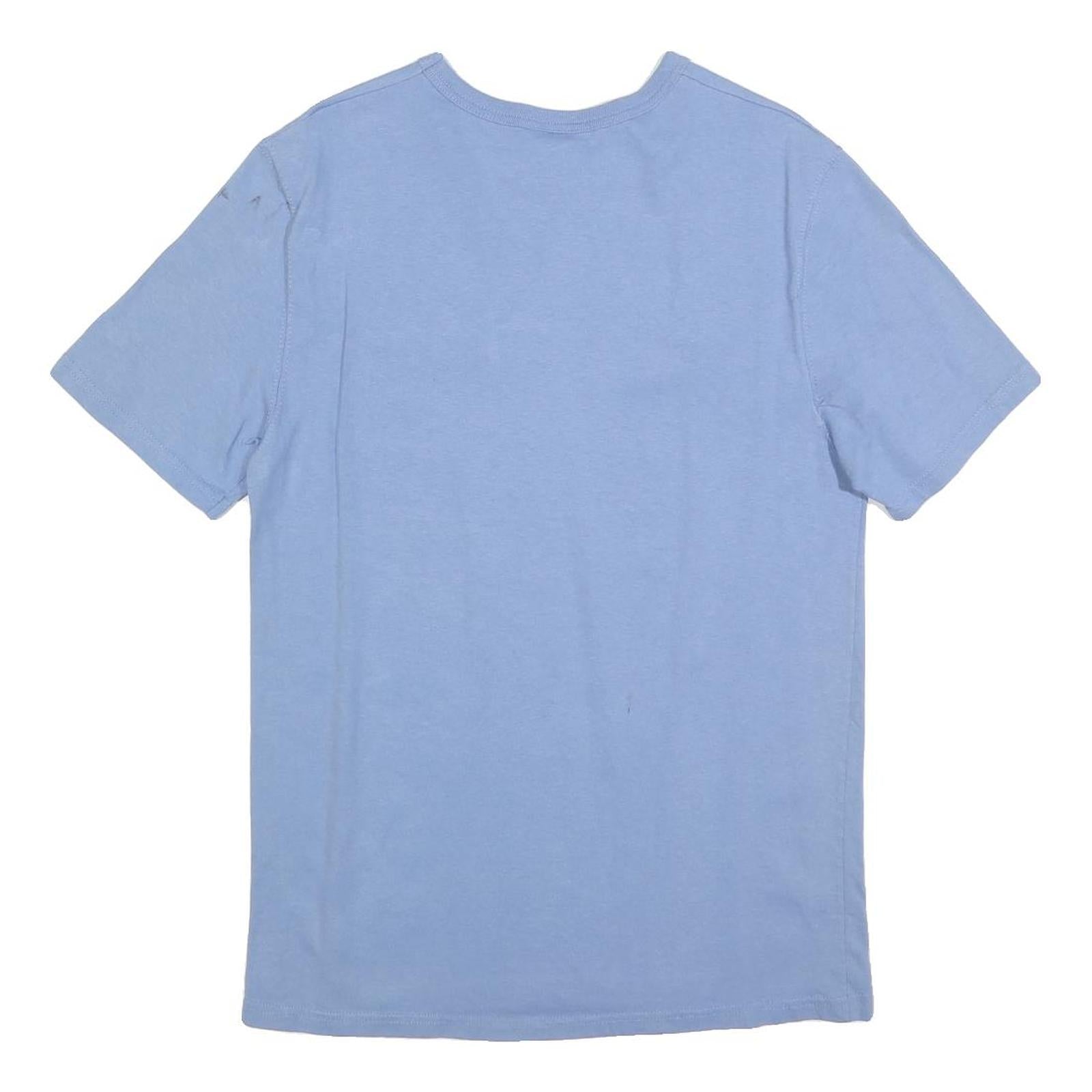 CHAMPION Mens Blue Cotton Blend T-Shirt M Short Sleeve Crew Neck Logo Graphic