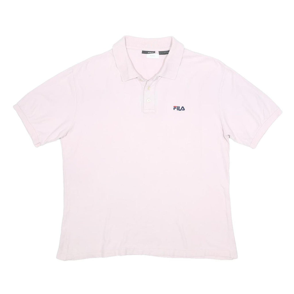 FILA Mens Pink Polo Shirt Short Sleeve Plain L Cotton Casual Sporty Embroidered