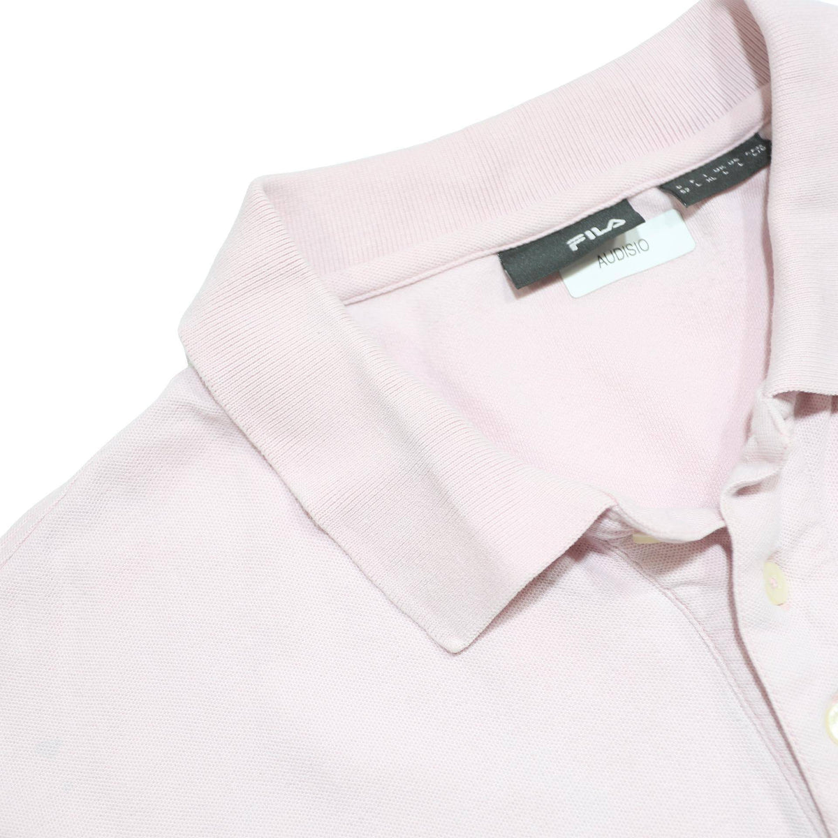 FILA Mens Pink Polo Shirt Short Sleeve Plain L Cotton Casual Sporty Embroidered