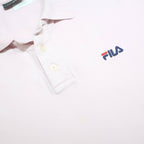 FILA Mens Pink Polo Shirt Short Sleeve Plain L Cotton Casual Sporty Embroidered