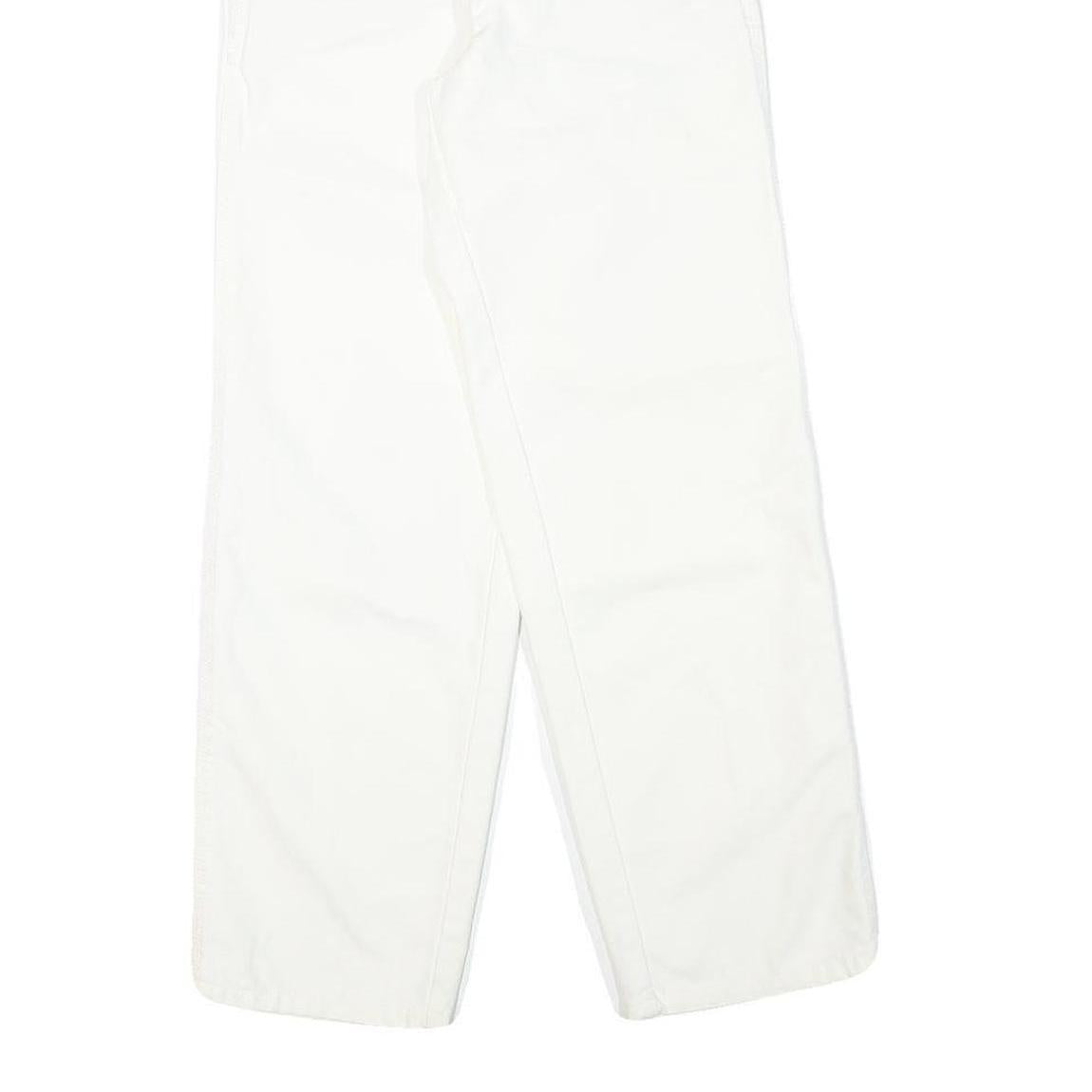 DICKIES Mens White Cotton Blend Regular Fit Straight Leg Trousers W24 L28