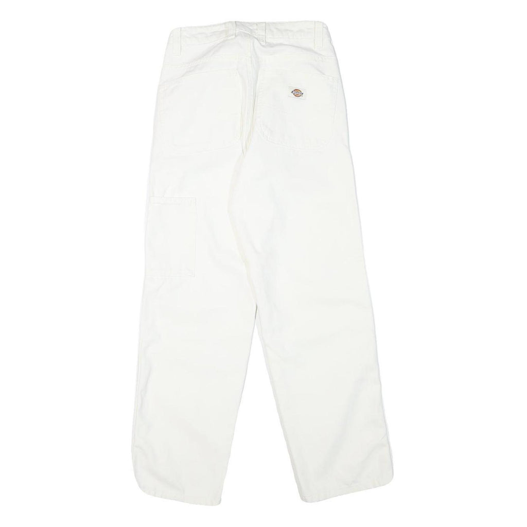 DICKIES Mens White Cotton Blend Regular Fit Straight Leg Trousers W24 L28