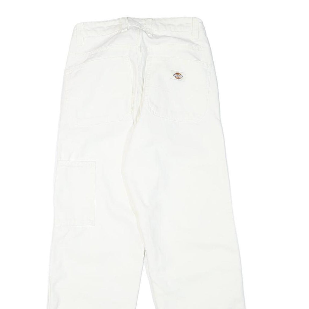 DICKIES Mens White Cotton Blend Regular Fit Straight Leg Trousers W24 L28