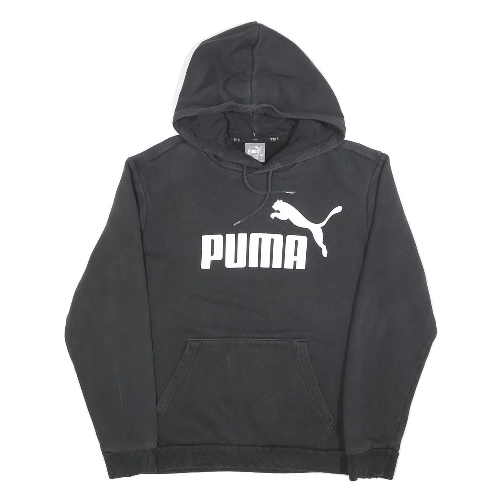 PUMA Mens Black Pullover Hoodie S Cotton Blend Casual Sportswear