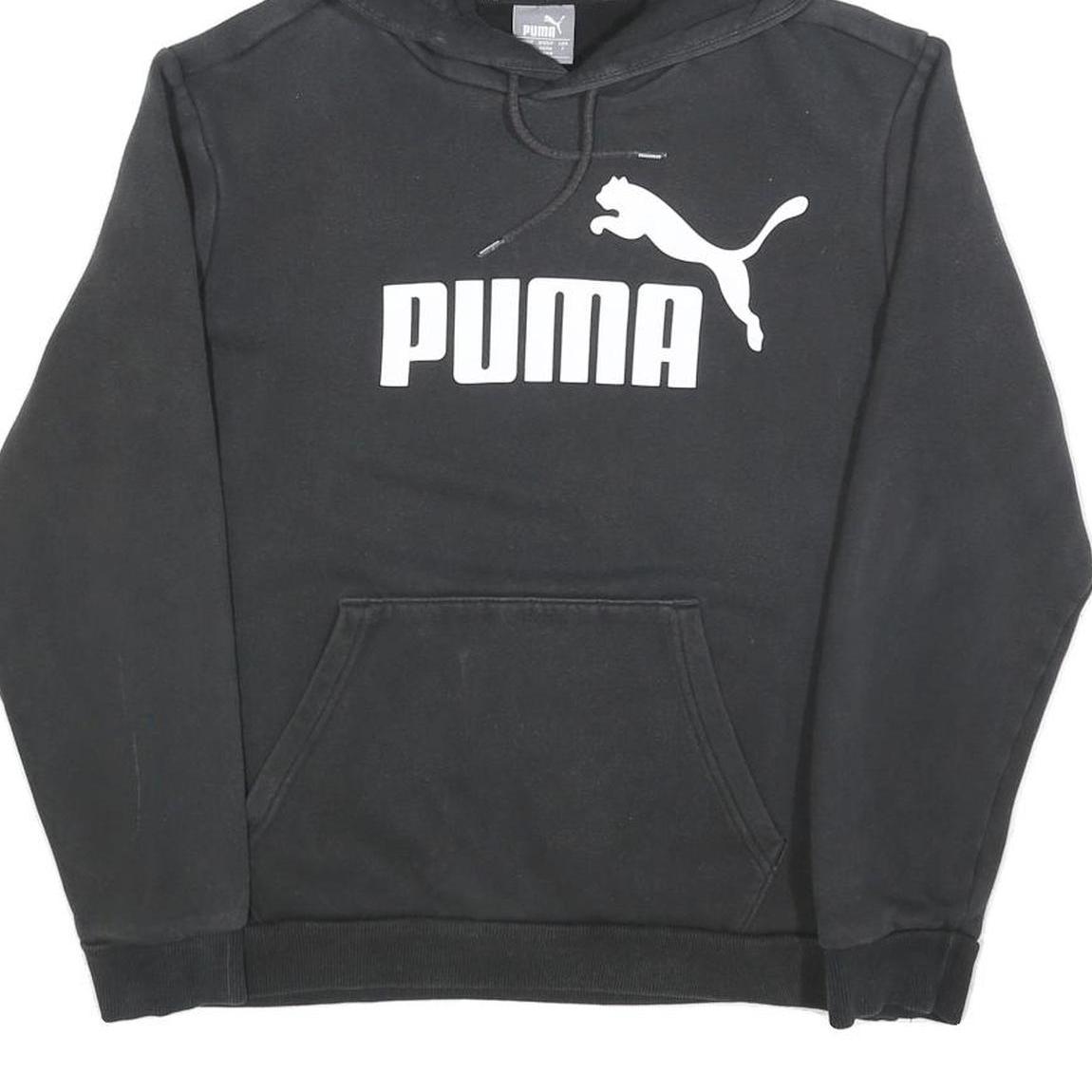 PUMA Mens Black Pullover Hoodie S Cotton Blend Casual Sportswear