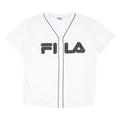 FILA Womens White Black Modern T-Shirt UK 14 Short Sleeve V-Neck Sport Casual