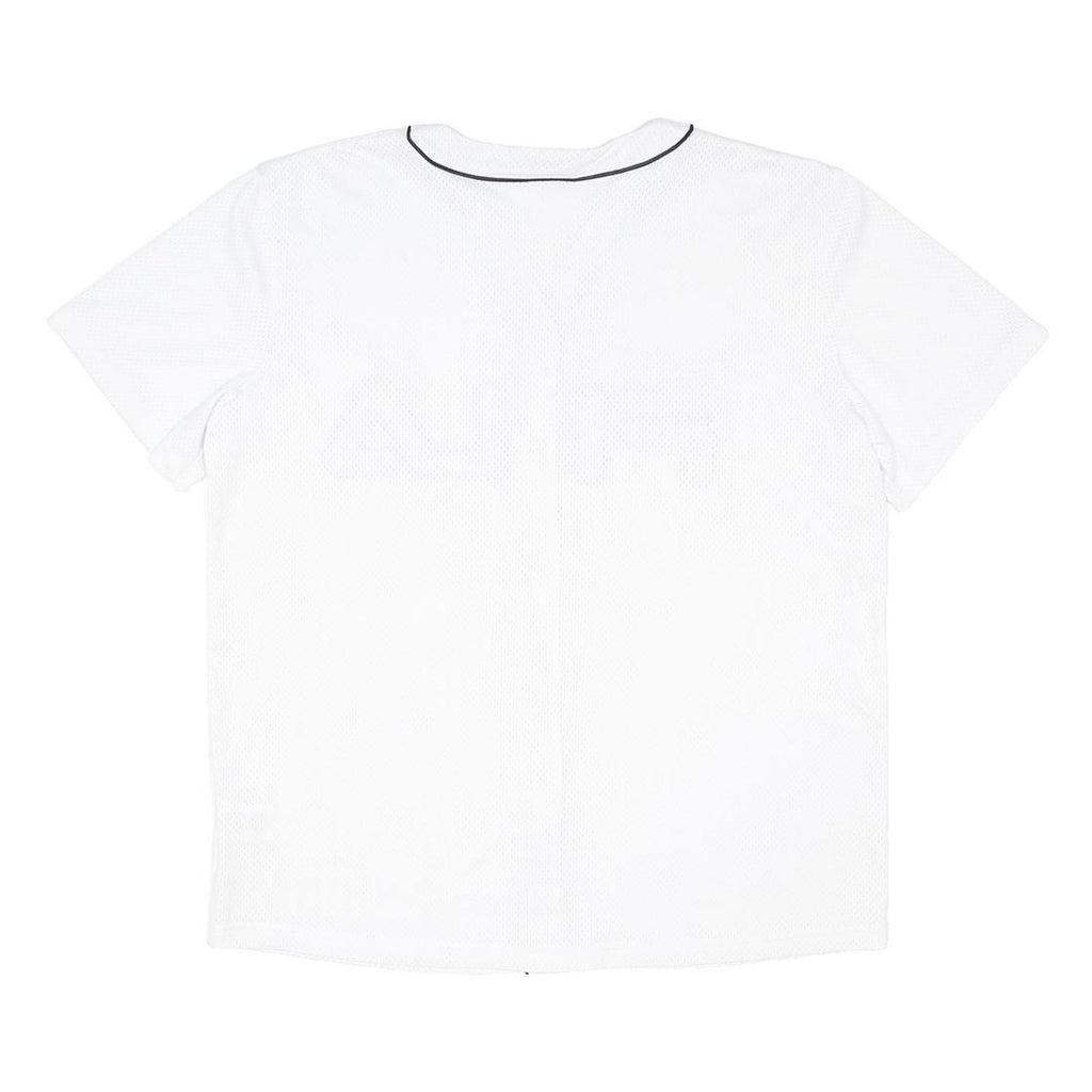 FILA Womens White Black Modern T-Shirt UK 14 Short Sleeve V-Neck Sport Casual