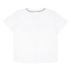 FILA Womens White Black Modern T-Shirt UK 14 Short Sleeve V-Neck Sport Casual