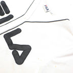 FILA Womens White Black Modern T-Shirt UK 14 Short Sleeve V-Neck Sport Casual