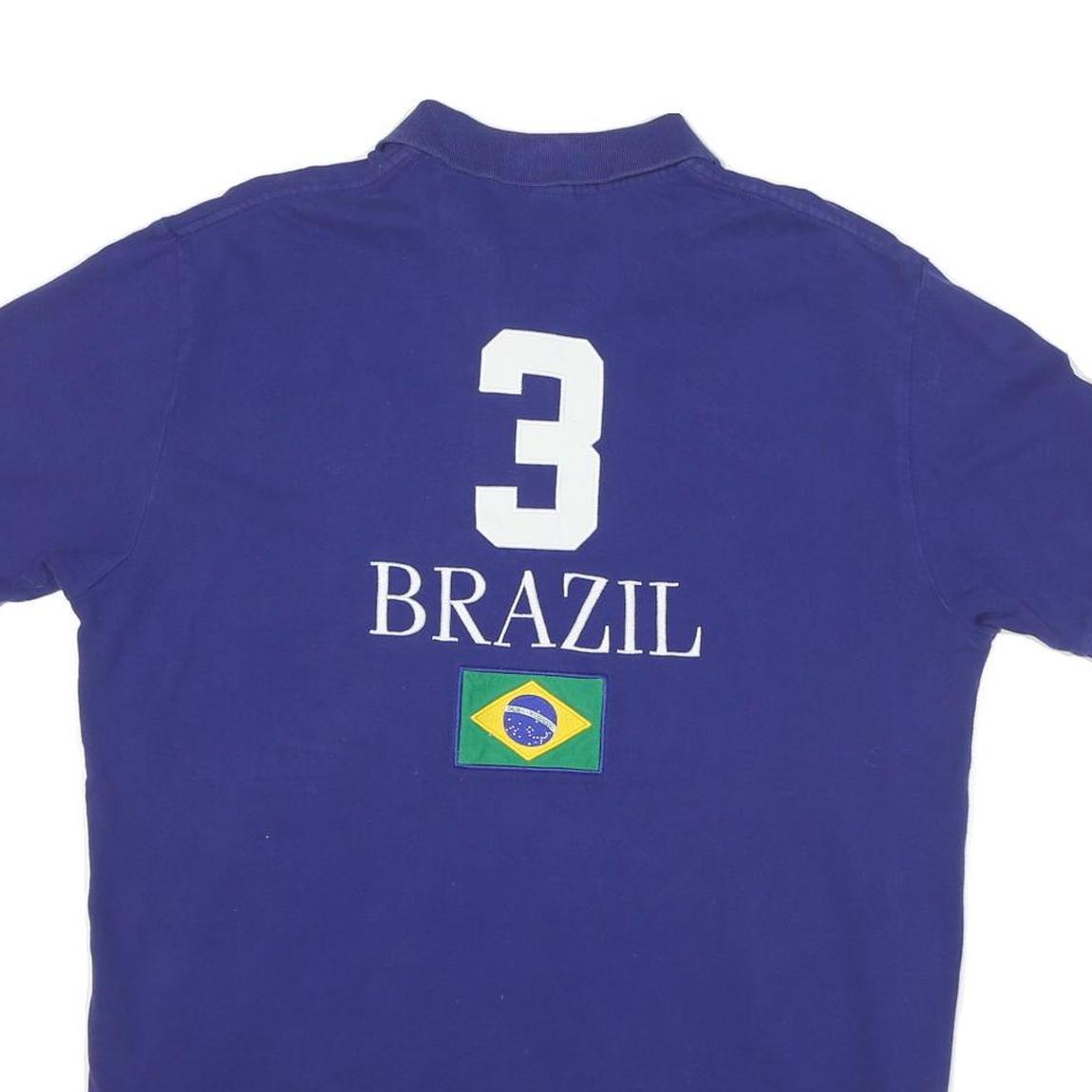 POLO RALPH LAUREN Mens Blue Brazil Short Sleeve Polo Shirt L Cotton Blend