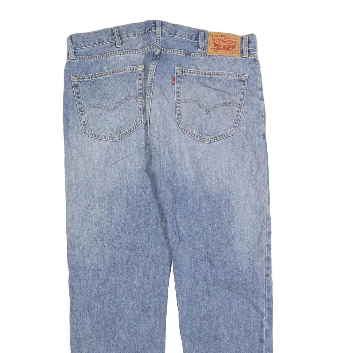 LEVI'S 505 Mens Jeans Blue Regular Straight Denim Medium W38 L32 Classic Style