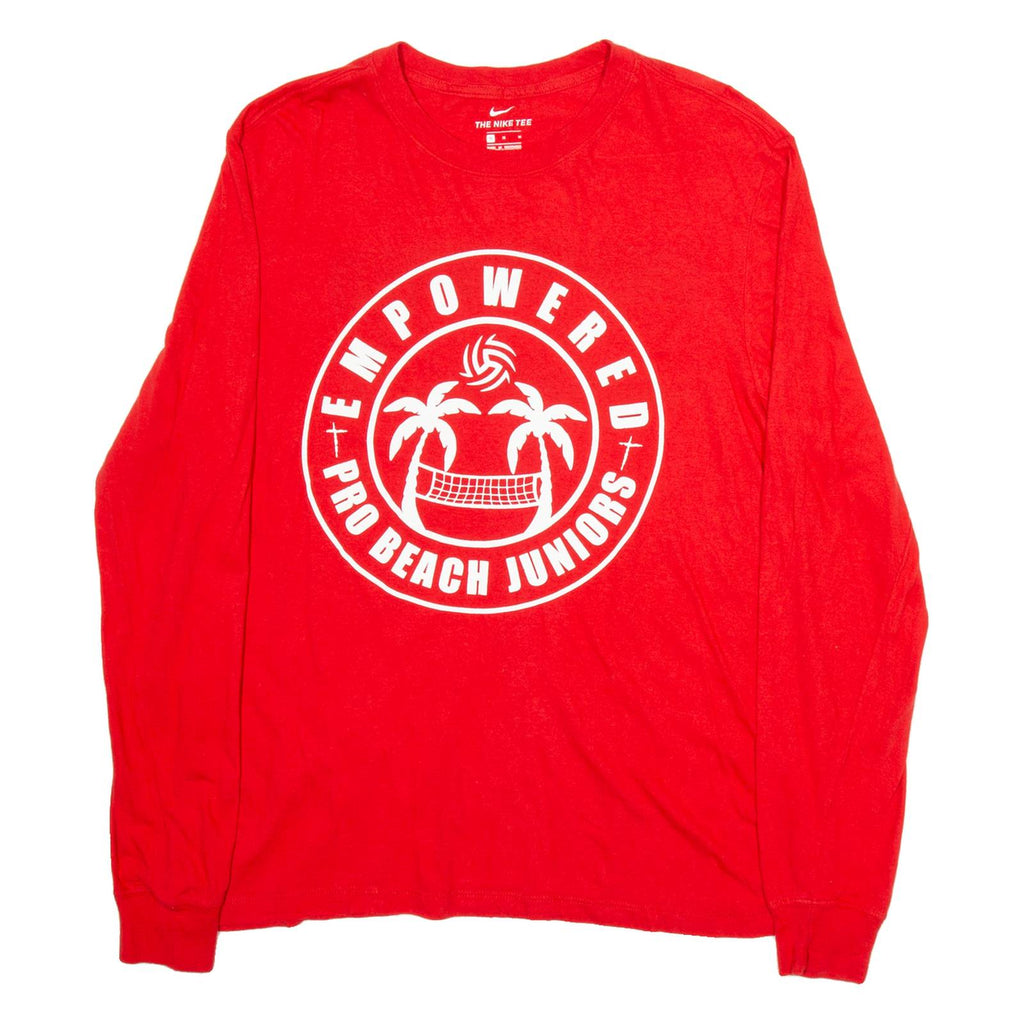 NIKE Empowered Pro Beach Juniors Mens T-Shirt Red Long Sleeve M