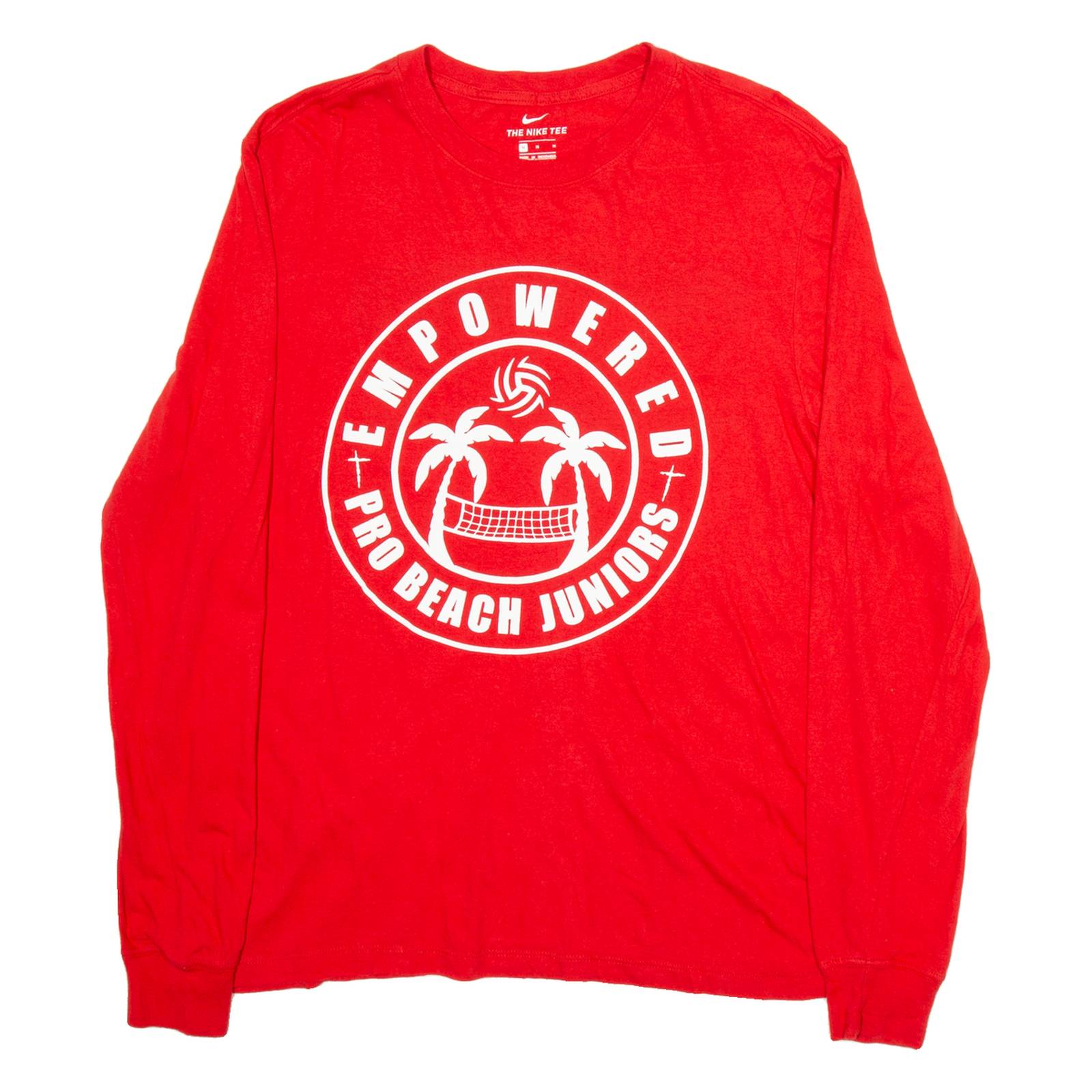 NIKE Empowered Pro Beach Juniors Mens T-Shirt Red Long Sleeve M