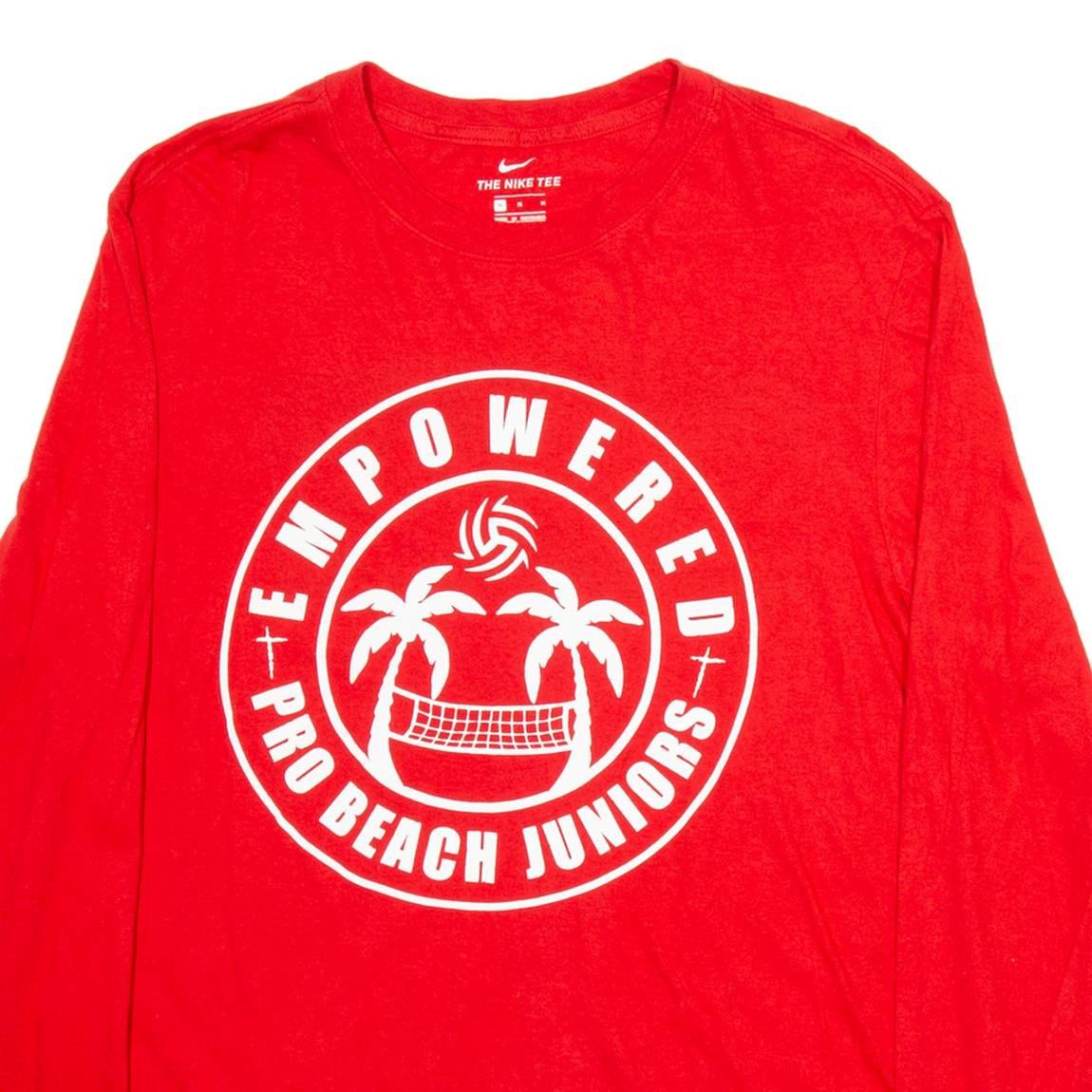 NIKE Empowered Pro Beach Juniors Mens T-Shirt Red Long Sleeve M