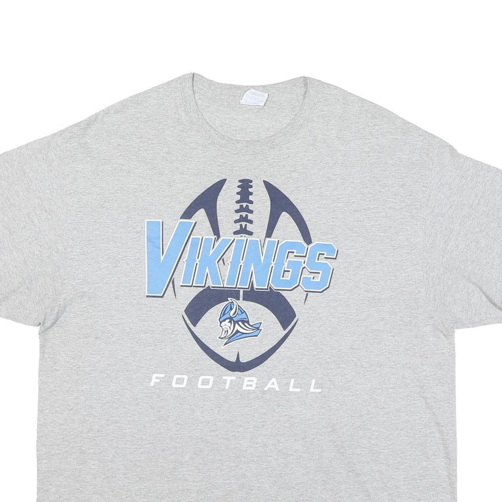 PORT & COMPANY Mens Grey Vikings Football Graphic T-Shirt XL Crew Neck Short