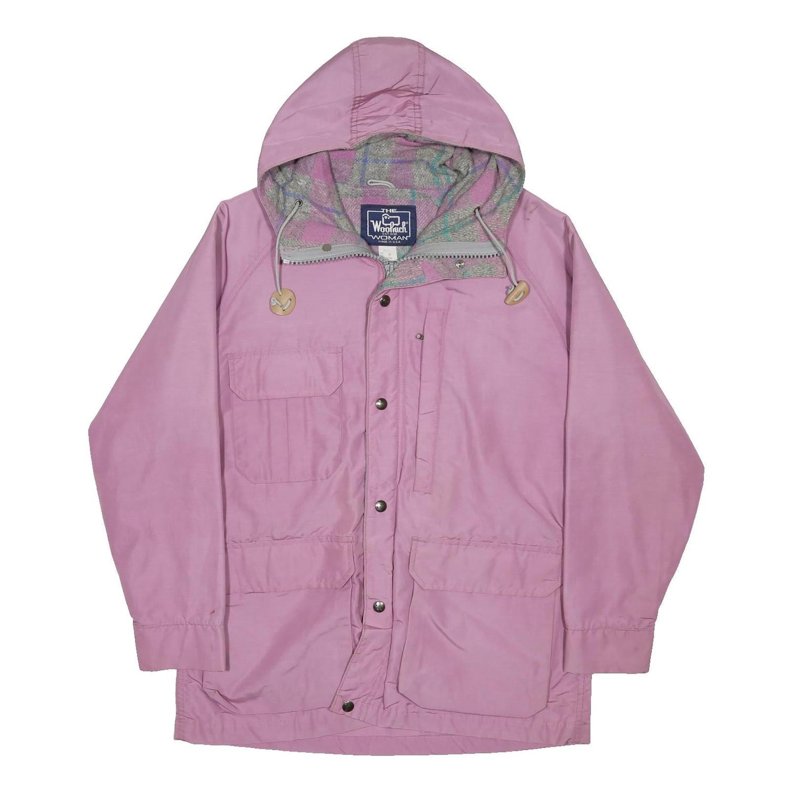 WOOLRICH Womens Pink Cotton Blend Outdoor Jacket M Hooded Zip Plain Casual