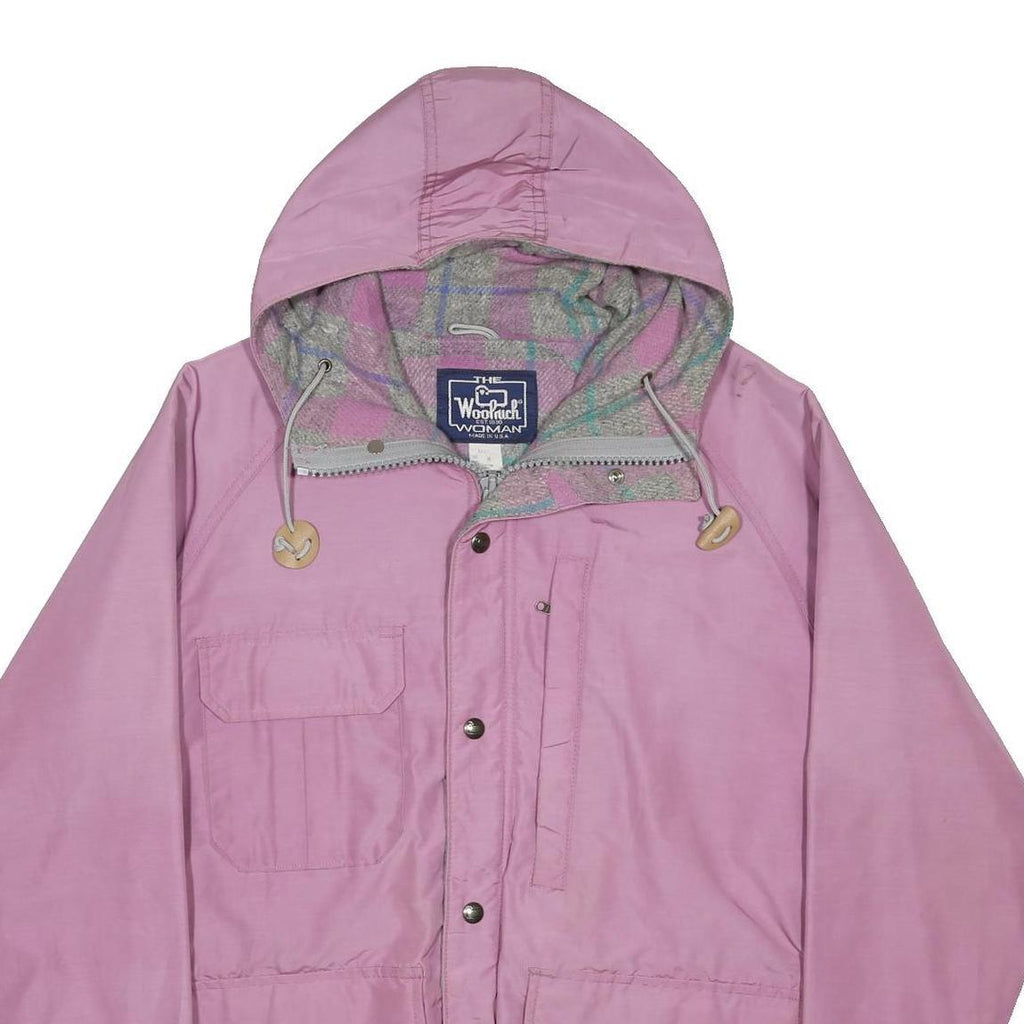 WOOLRICH Womens Pink Cotton Blend Outdoor Jacket M Hooded Zip Plain Casual