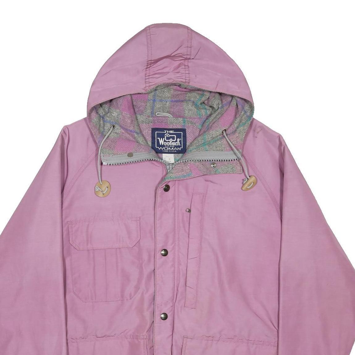 WOOLRICH Womens Pink Cotton Blend Outdoor Jacket M Hooded Zip Plain Casual
