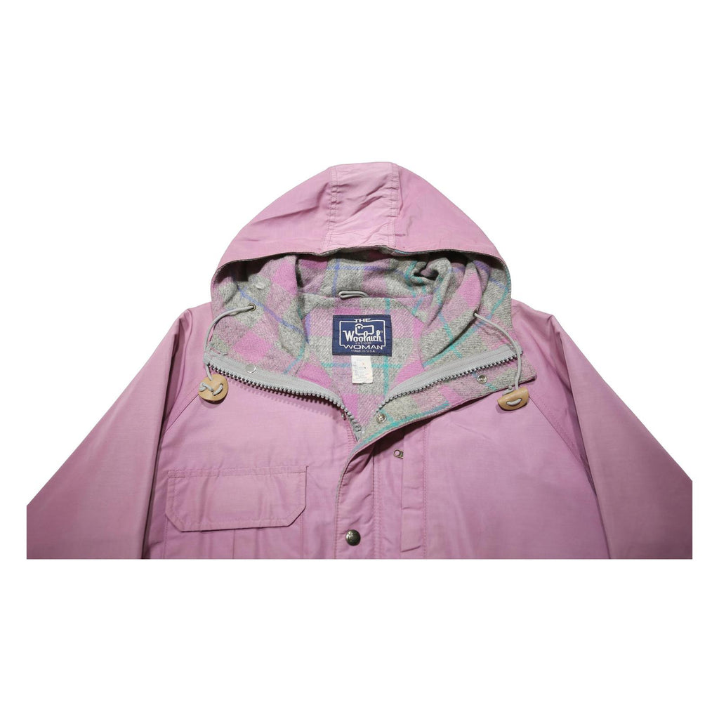 WOOLRICH Womens Pink Cotton Blend Outdoor Jacket M Hooded Zip Plain Casual