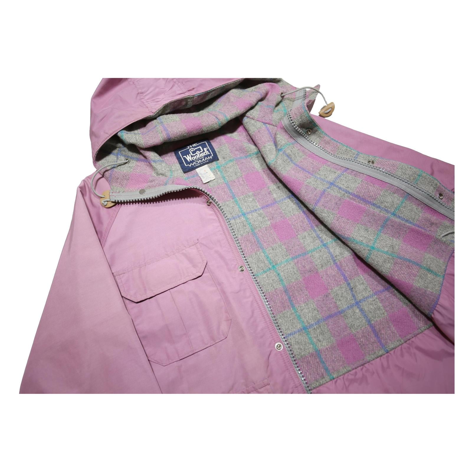 WOOLRICH Womens Pink Cotton Blend Outdoor Jacket M Hooded Zip Plain Casual