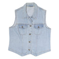 Womens Blue Denim Cotton Sleeveless Button Jacket Vest M Casual Classic