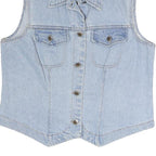 Womens Blue Denim Cotton Sleeveless Button Jacket Vest M Casual Classic