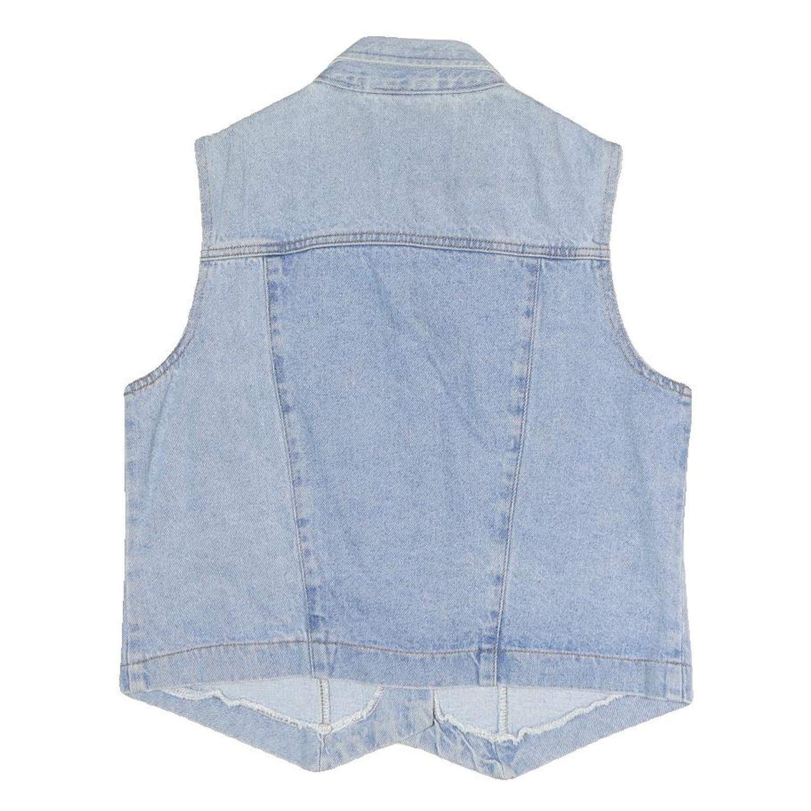 Womens Blue Denim Cotton Sleeveless Button Jacket Vest M Casual Classic