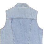 Womens Blue Denim Cotton Sleeveless Button Jacket Vest M Casual Classic
