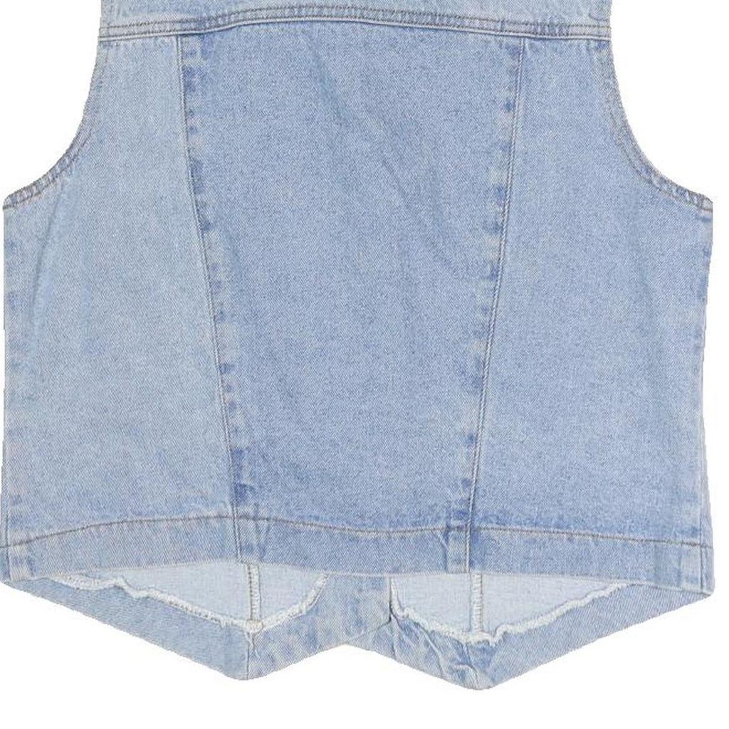 Womens Blue Denim Cotton Sleeveless Button Jacket Vest M Casual Classic