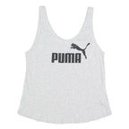 PUMA Womens Grey Sleeveless Top Scoop Neck Logo UK 8 Cotton Blend Casual