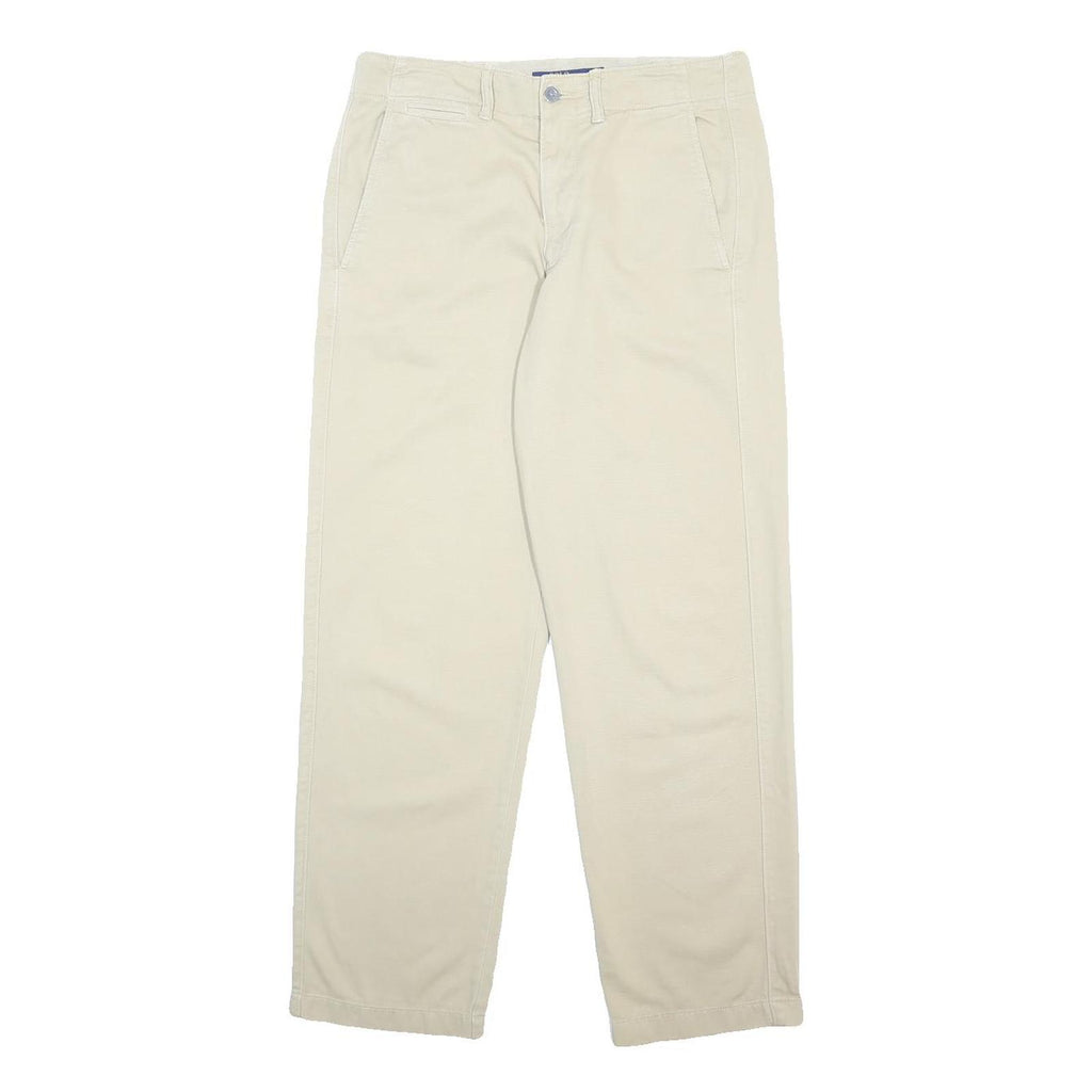 POLO RALPH LAUREN Womens Cotton Blend Beige Relaxed Straight Trousers W32 L31