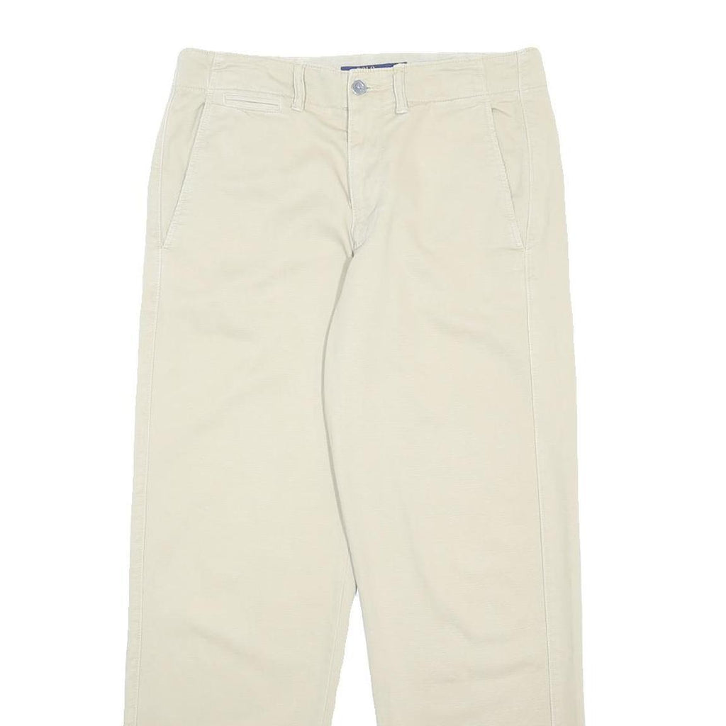 POLO RALPH LAUREN Womens Cotton Blend Beige Relaxed Straight Trousers W32 L31