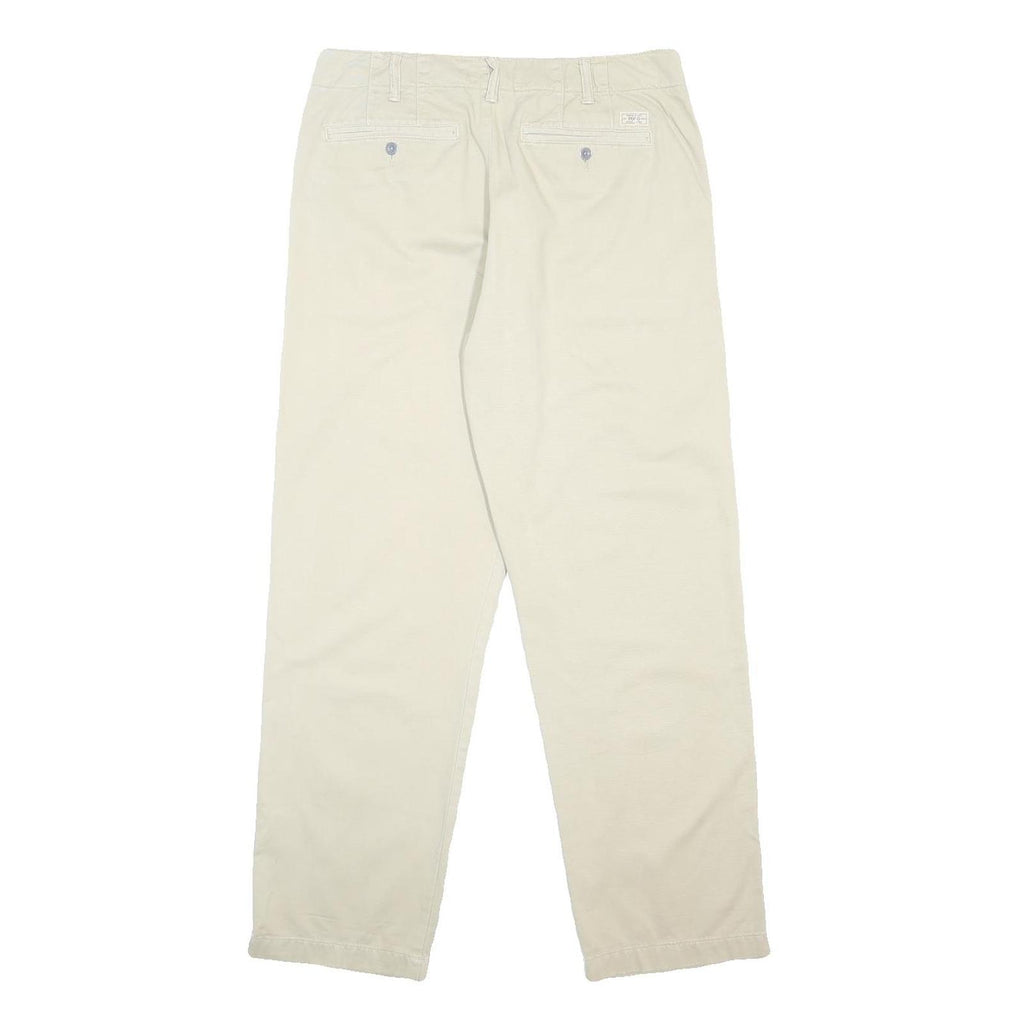 POLO RALPH LAUREN Womens Cotton Blend Beige Relaxed Straight Trousers W32 L31