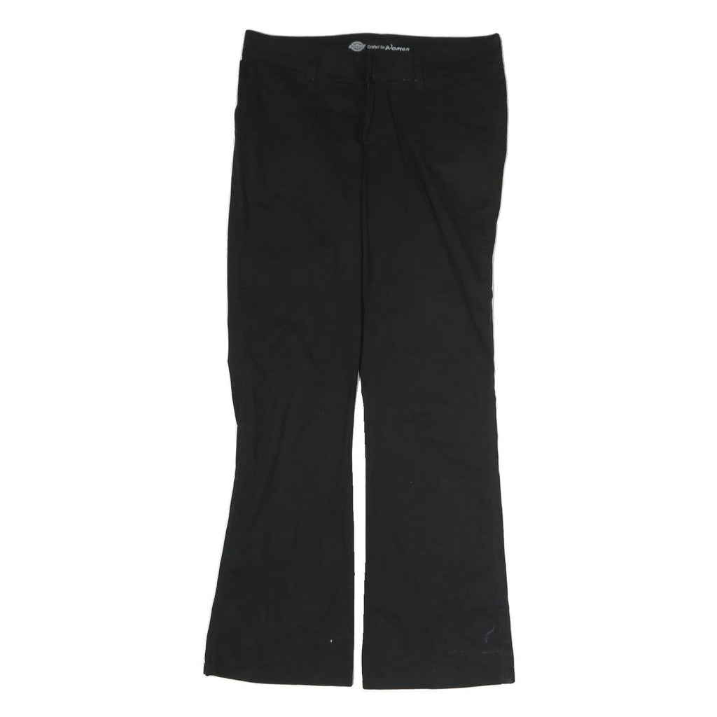DICKIES Womens Regular Fit Black Cotton Blend Trousers W34 L34 Straight Zip