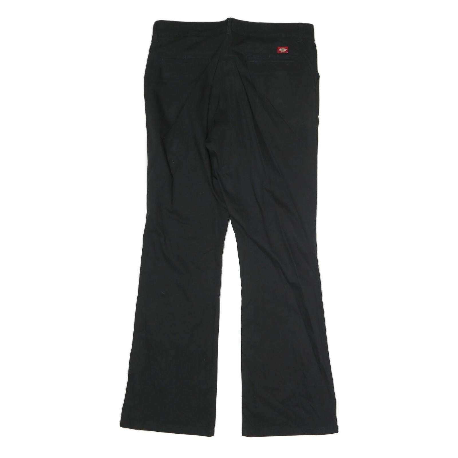 DICKIES Womens Regular Fit Black Cotton Blend Trousers W34 L34 Straight Zip