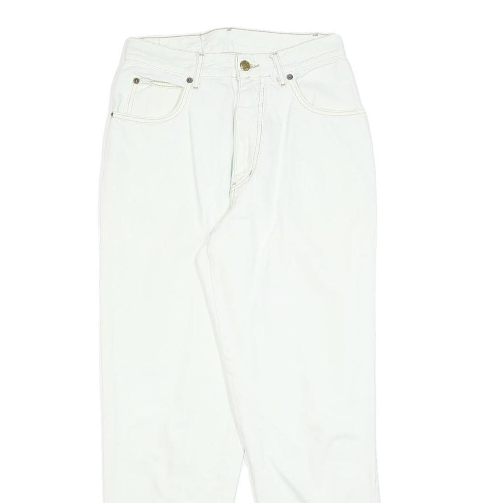 BASIC Womens Regular Fit White Cotton Blend Denim Jeans W26 L28 Classic Zip