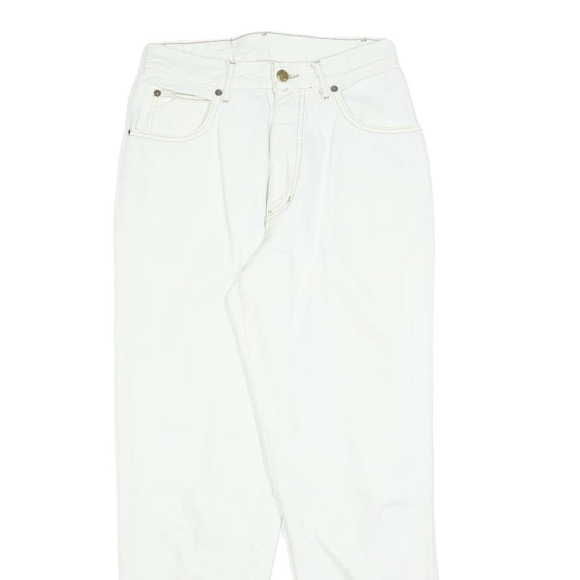 BASIC Womens Regular Fit White Cotton Blend Denim Jeans W26 L28 Classic Zip